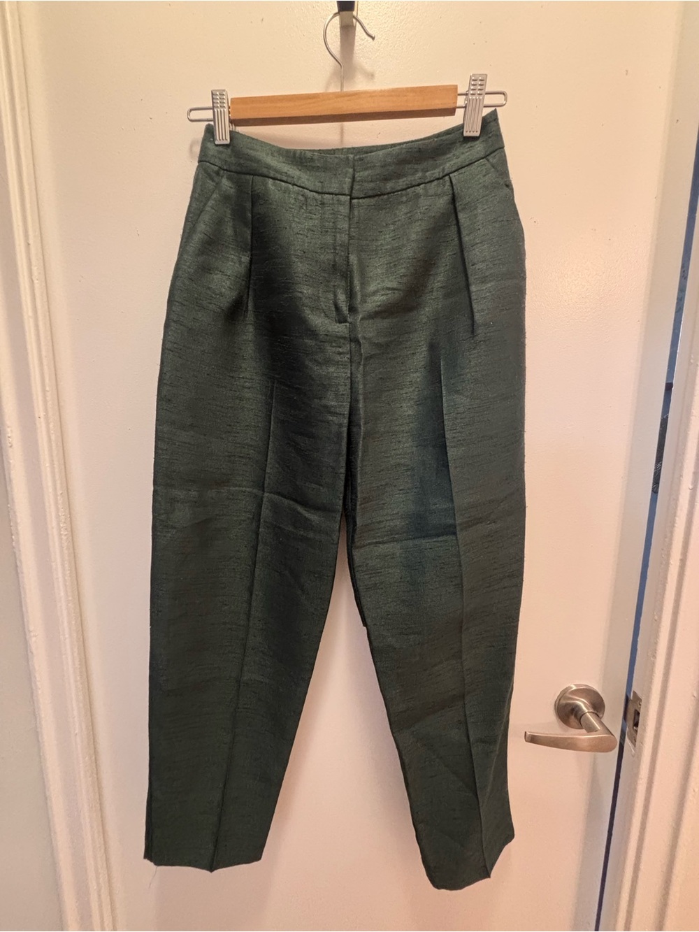 Topshop High-Rise Green Tapered Pants